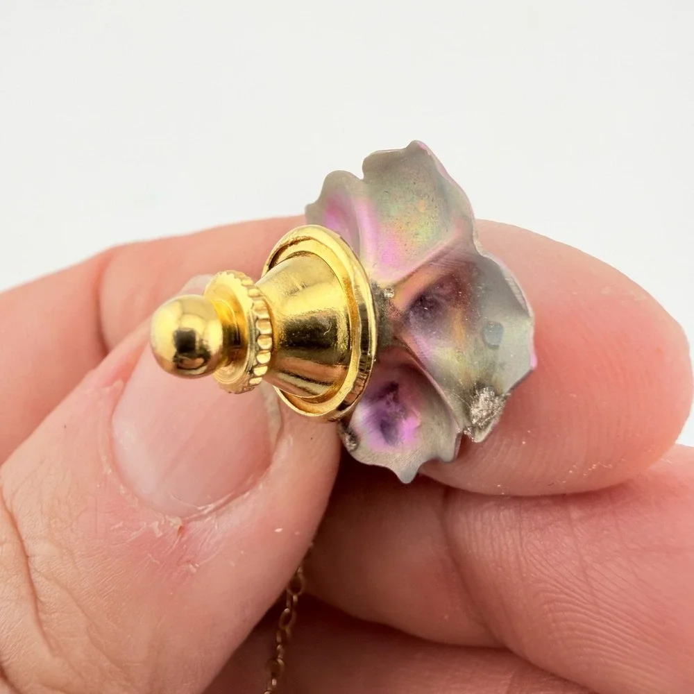 Hummingbird Flower Collar‎ Pin Multicolor Excellent Iridescent Chain